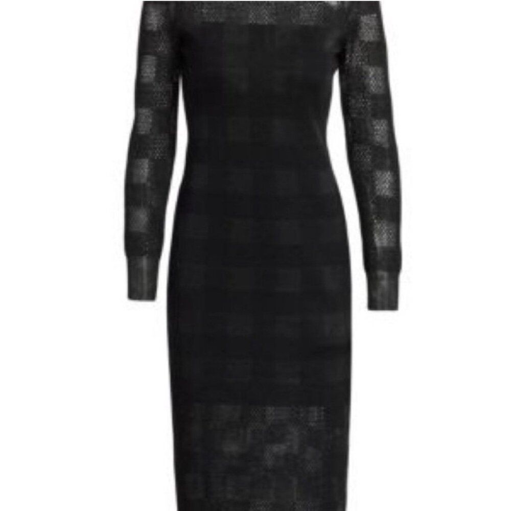 Rag And Bone Solid Black Checked Long Sleeve Midi… - image 2